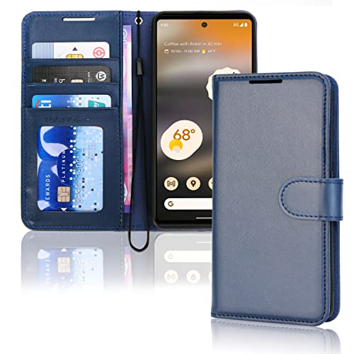 [Wallet Case] Protective Cover with Cash & Card Holder, Stand and Wrist Strap For Google Pixel 6a