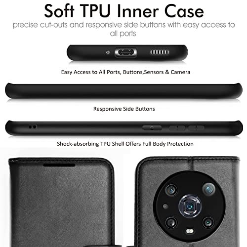 [Wallet Case] Protective Cover with Cash & Card Holder, Stand and Wrist Strap For Honor Magic 4 Pro 5G