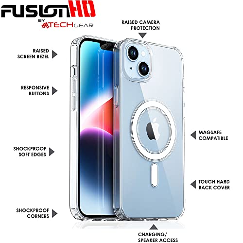 [Fusion HD Case] Shockproof Fused Gel Bumper & Hard Back Slim Clear Cover for iPhone 14 Plus