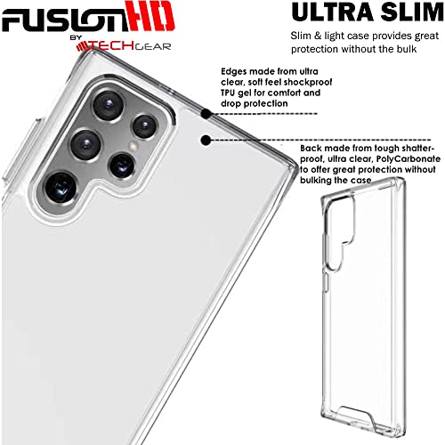 [Fusion HD Case] Shockproof Fused Gel Bumper & Hard Back Slim Clear Cover for Samsung Galaxy Galaxy S23 Ultra