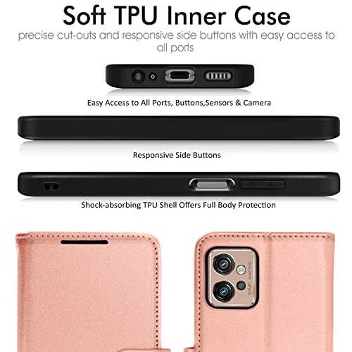 [Wallet Case] Protective Cover with Cash & Card Holder, Stand and Wrist Strap For Motorola Moto G32