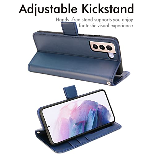 [Wallet Case] Protective Cover with Cash & Card Holder, Stand and Wrist Strap For Samsung Galaxy S22 Plus