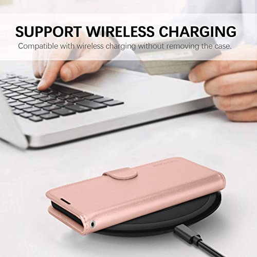 [Wallet Case] Protective Cover with Cash & Card Holder, Stand and Wrist Strap For Apple iPhone 14 Pro