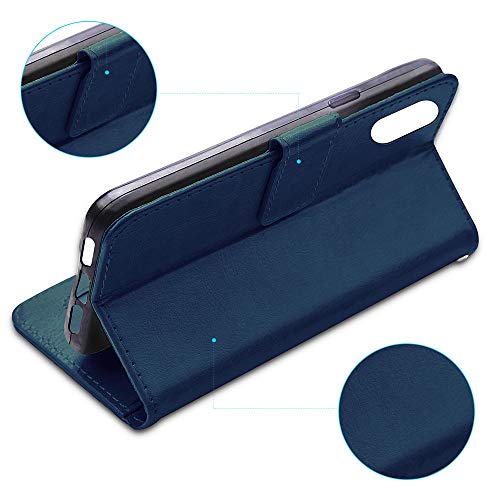 [Wallet Case] Protective Cover with Cash & Card Holder, Stand and Wrist Strap For Apple iPhone XS Max