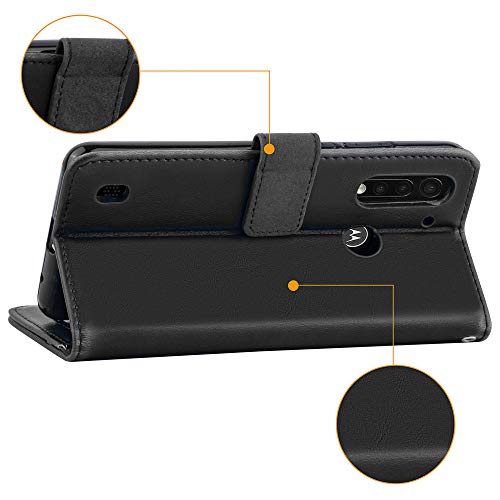 [Wallet Case] Protective Cover with Cash & Card Holder, Stand and Wrist Strap For Motorola Moto G8 Power Lite