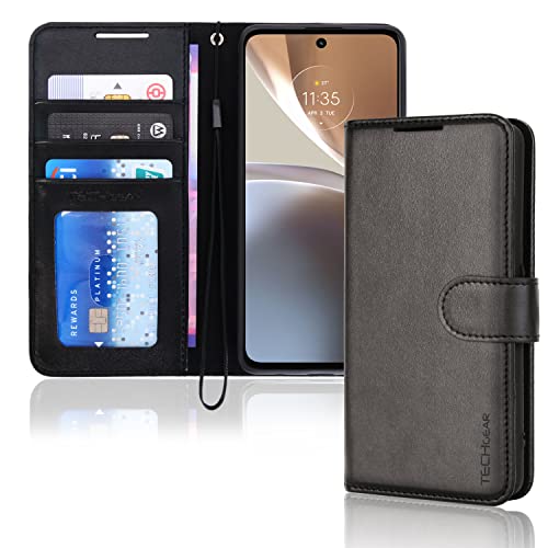 [Wallet Case] Protective Cover with Cash & Card Holder, Stand and Wrist Strap For Motorola Moto G32