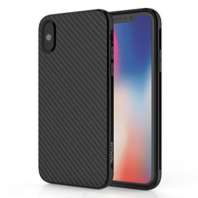 [CarbonFi Case] Flexible Shockproof  Slim Fit Case Cover with Carbon Fibre Detailing for iPhone X 5.8"