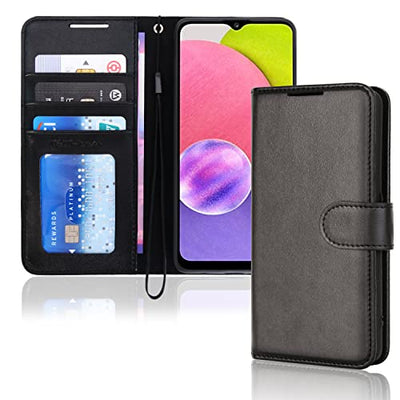 [Wallet Case] Protective Cover with Cash & Card Holder, Stand and Wrist Strap For Samsung Galaxy A03s