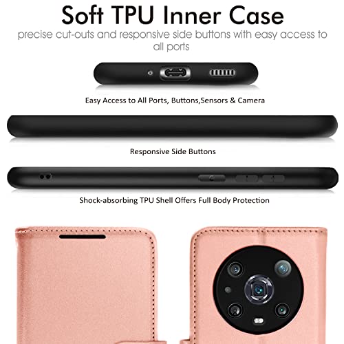 [Wallet Case] Protective Cover with Cash & Card Holder, Stand and Wrist Strap For Honor Magic 4 Pro 5G