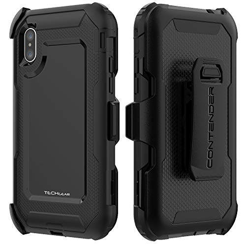 [Contender Case] iPhone XS, iPhone X Heavy Duty Case with Built-in Screen Protector, 360 [Full Body] Protective Cover with Kick Stand