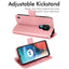 [Wallet Case] Protective Cover with Cash & Card Holder, Stand and Wrist Strap For Motorola Moto E7