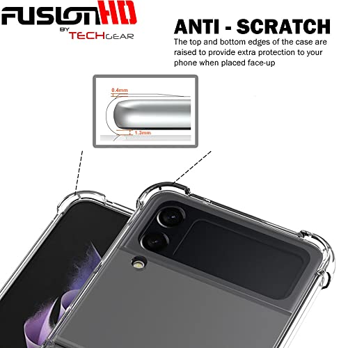 [Fusion HD Case] Shockproof Fused Gel Bumper & Hard Back Slim Clear Cover for Samsung Galaxy Z Flip 4