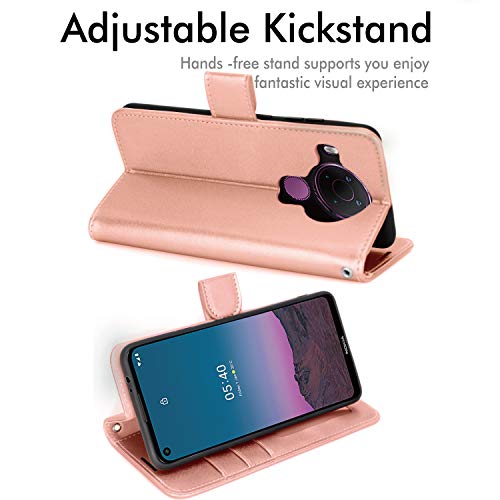 [Wallet Case] Protective Cover with Cash & Card Holder, Stand and Wrist Strap For Nokia 5.4