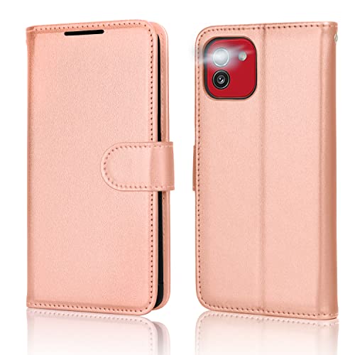 [Wallet Case] Protective Cover with Cash & Card Holder, Stand and Wrist Strap For Samsung Galaxy A03