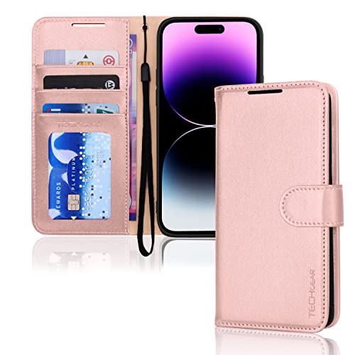 [Wallet Case] Protective Cover with Cash & Card Holder, Stand and Wrist Strap For Apple iPhone 14 Pro