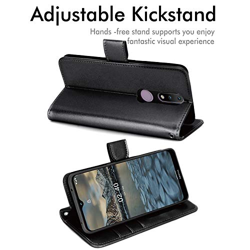 [Wallet Case] Protective Cover with Cash & Card Holder, Stand and Wrist Strap For Nokia 2.4