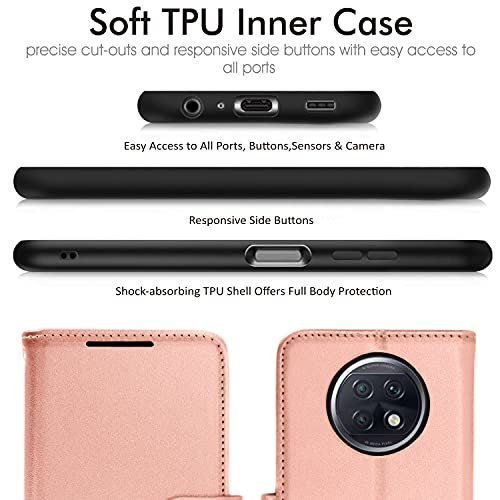 [Wallet Case] Protective Cover with Cash & Card Holder, Stand and Wrist Strap For Oppo RedMi Note 9T 5G