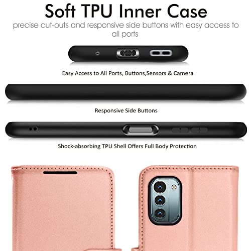 [Wallet Case] Protective Cover with Cash & Card Holder, Stand and Wrist Strap For Nokia G11 / G21