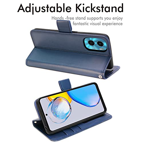 [Wallet Case] Protective Cover with Cash & Card Holder, Stand and Wrist Strap For Motorola Moto E32