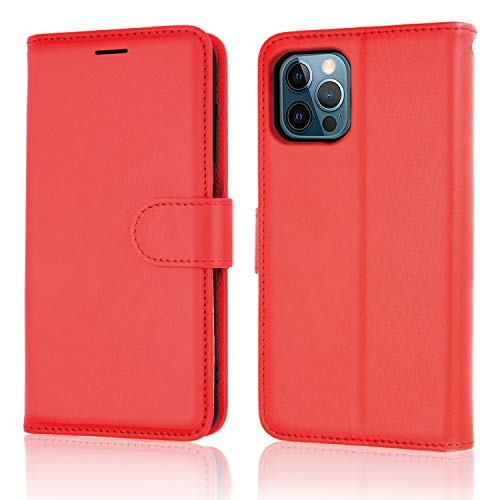 [Wallet Case] Protective Cover with Cash & Card Holder, Stand and Wrist Strap For Apple iPhone 12 Pro Max