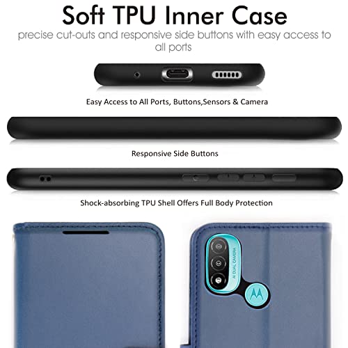[Wallet Case] Protective Cover with Cash & Card Holder, Stand and Wrist Strap For Motorola Moto E20 / E30