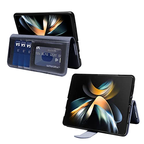 [Leather Wallet Case] Protective Cover with Cash & Card Holder, Stand and Wrist Strap For Samsung Galaxy Z Fold 4