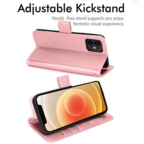[Wallet Case] Protective Cover with Cash & Card Holder, Stand and Wrist Strap For Apple iPhone 12 / iPhone 12 Pro