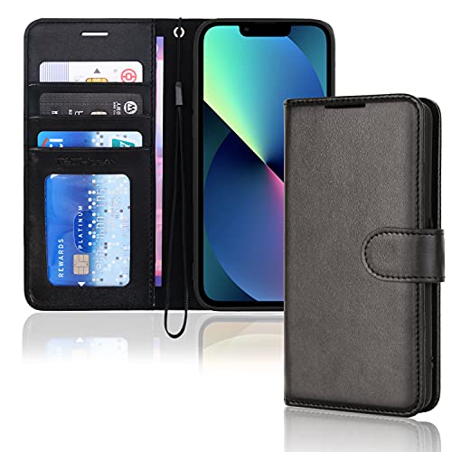 [Wallet Case] Protective Cover with Cash & Card Holder, Stand and Wrist Strap For Apple iPhone 13