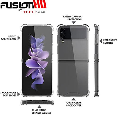 [Fusion HD Case] Shockproof Fused Gel Bumper & Hard Back Slim Clear Cover for Samsung Galaxy Z Flip 4