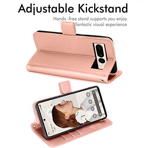 [Wallet Case] Protective Cover with Cash & Card Holder, Stand and Wrist Strap For Google Pixel 7 Pro