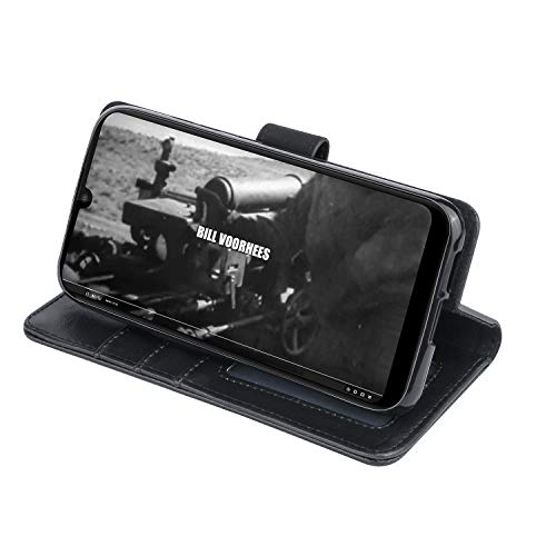 [Wallet Case] Protective Cover with Cash & Card Holder, Stand and Wrist Strap For Motorola Moto E6 Plus
