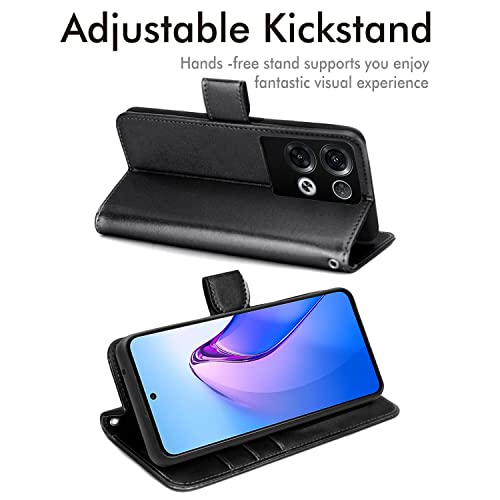 [Wallet Case] Protective Cover with Cash & Card Holder, Stand and Wrist Strap For Oppo Reno 8 Pro 5G
