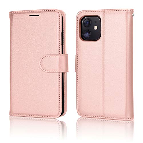 [Wallet Case] Protective Cover with Cash & Card Holder, Stand and Wrist Strap For Apple iPhone 12 Mini