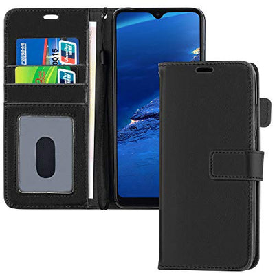 [Wallet Case] Protective Cover with Cash & Card Holder, Stand and Wrist Strap For Motorola Moto G8 Power Lite