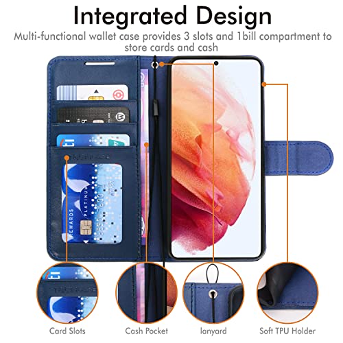 [Wallet Case] Protective Cover with Cash & Card Holder, Stand and Wrist Strap For Samsung Galaxy S23 Plus