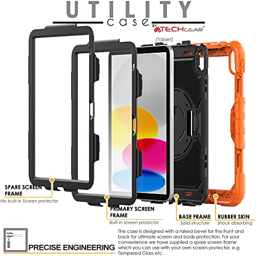 [UTILITY Case] Full Body Shockproof Case with Stand, Hand & Shoulder Strap for Apple iPad 11th & 10th Generation, iPad 2025 / 2022