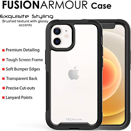 [Fusion Armour Case] Premium Slim Hybrid Tough Heavy Duty, Clear Back Bumper Case for iPhone 12 Mini