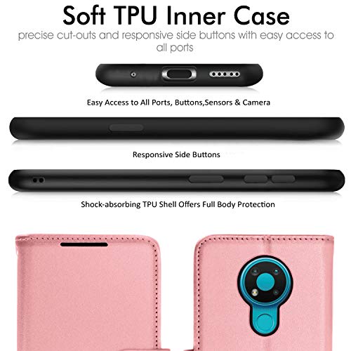 [Wallet Case] Protective Cover with Cash & Card Holder, Stand and Wrist Strap For Nokia 3.4