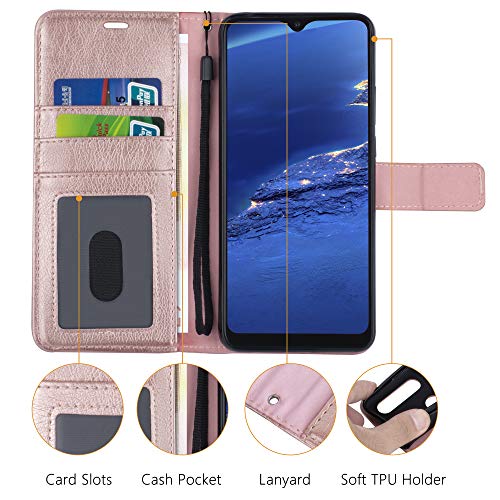 [Wallet Case] Protective Cover with Cash & Card Holder, Stand and Wrist Strap For Motorola Moto G8 Power Lite