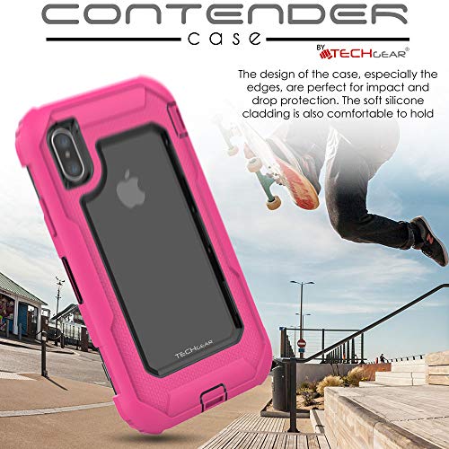 [Contender Case] iPhone XS Max Heavy Duty Case with Built-in Screen Protector, 360 [Full Body] Protective Cover with Kick Stand