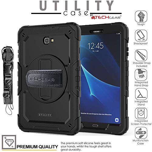 [UTILITY Case] Full Body Shockproof Case with Stand, Hand & Shoulder Strap for Samsung Galaxy Tab A 10.1" (SM-T580)