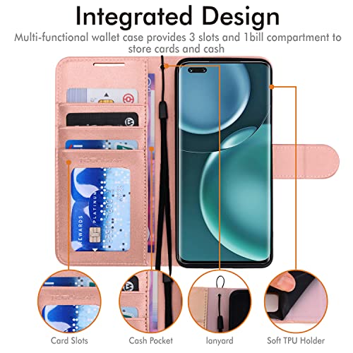 [Wallet Case] Protective Cover with Cash & Card Holder, Stand and Wrist Strap For Honor Magic 4 Pro 5G