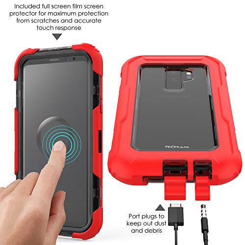 [Contender Case] Samsung Galaxy S9 Plus Heavy Duty Case with Built-in Screen Protector, 360 [Full Body] Protective Cover with Kick Stand