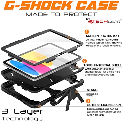[G-SHOCK Case] Heavy Duty Long Survival Screen Protector Case for Apple iPad 11th & 10th Generation, iPad 2025 / 2022