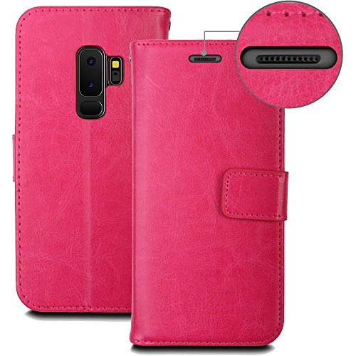 [Wallet Case] Protective Cover with Cash & Card Holder, Stand and Wrist Strap For Samsung Galaxy S9 Plus