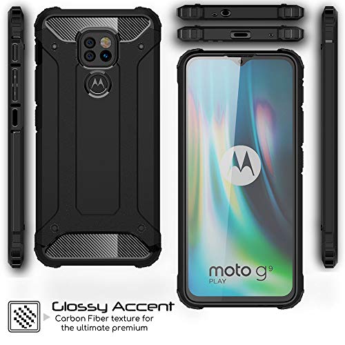 [Tough Armoured Case] ShockProof Dual-Layer Protective Heavy Duty Cover for Motorola Moto G9 Play