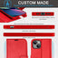 [Leather Wallet Case] Genuine Leather [RFID Blocking] Magnetic Flip Case with Card & Slots and Stand For iPhone 14 6.1"