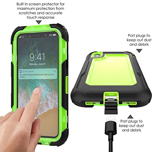 [Contender Case] iPhone XS Max Heavy Duty Case with Built-in Screen Protector, 360 [Full Body] Protective Cover with Kick Stand