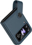 Samsung Galaxy Z Flip 4 / Flip 3 Case, Z Flip 4/3 Leather Case with Leather Finger Holder, Hard PC Shockproof Protective Bumper Case