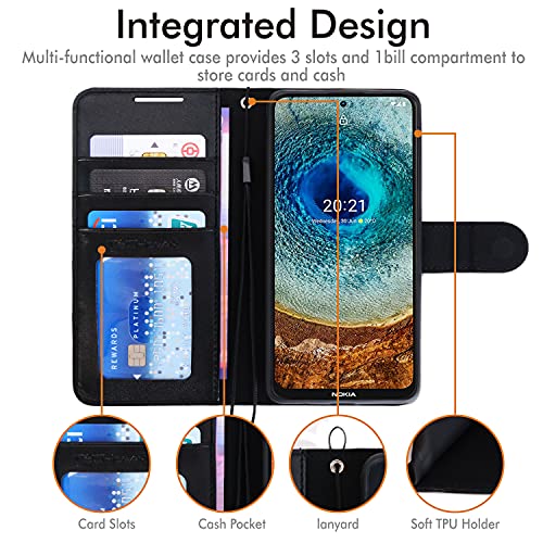 [Wallet Case] Protective Cover with Cash & Card Holder, Stand and Wrist Strap For Nokia X10 / X20